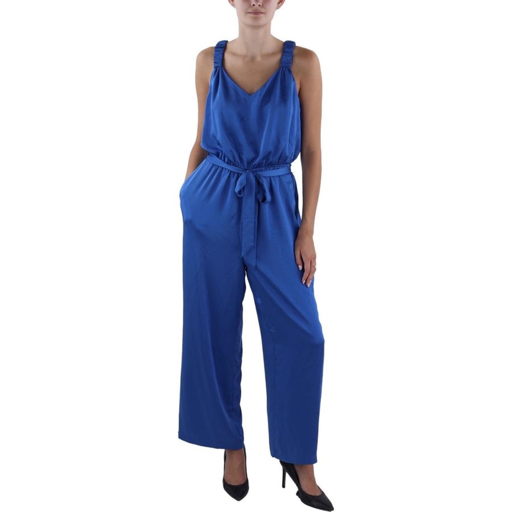 - Vince Camuto V-Neck Belted Straight Leg jumpsuit NWT  24w Sapphire Blue …